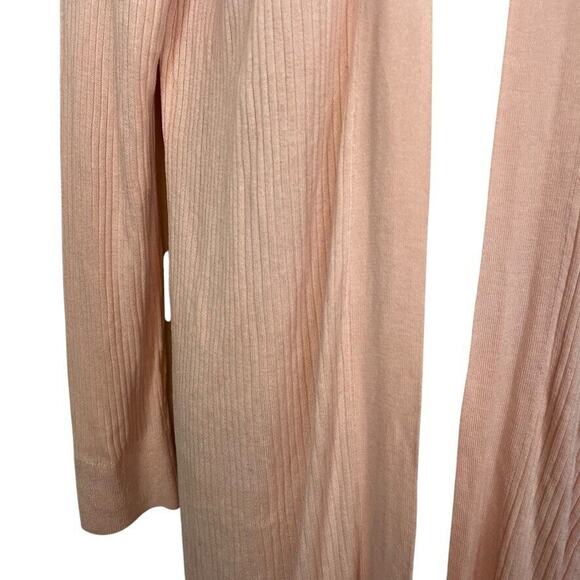 Ann Taylor Loft Open Ribbed Pastel Pink Longline Thin Cardigan Sweater sz L - Picture 6 of 16